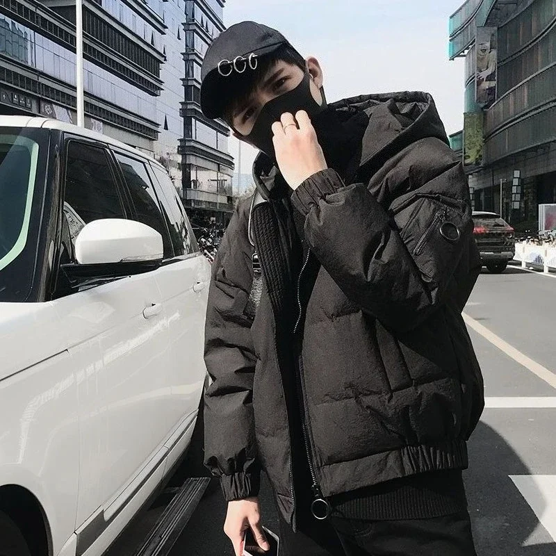 

Новинка 2025 года, мужское зимнее пальто, корейская короткая дизайнерская прочная хлопковая куртка с капюшоном