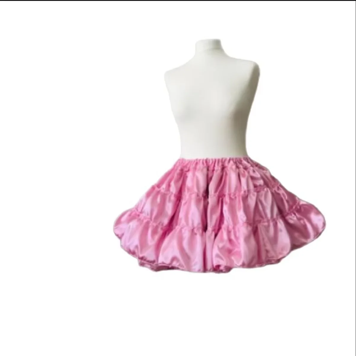 New Sissy Adult Baby Pink Satin Multi Layer Petticoat Multi Color Elastic Lower Waist Partially Spaced Customized Fluffy Bubble