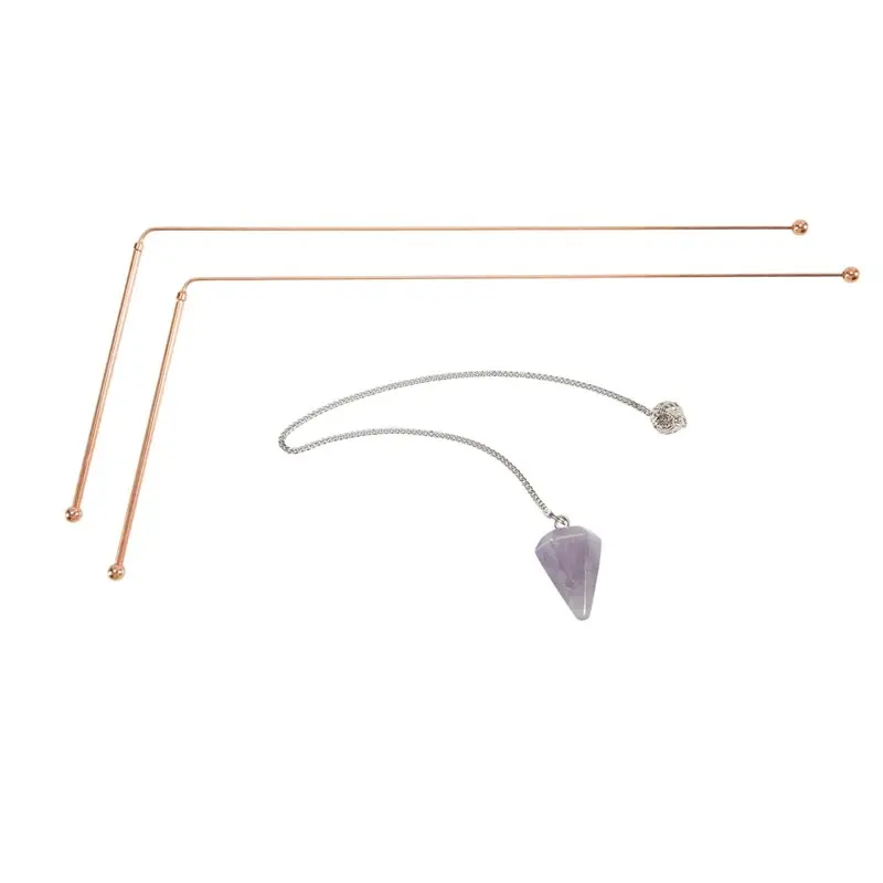 AC88-Copper Dowsing Rods, 99.9% Pure Copper Divining Rod For Tracing Spiritual Energy 2Pcs( Includes 1 Pendulum )