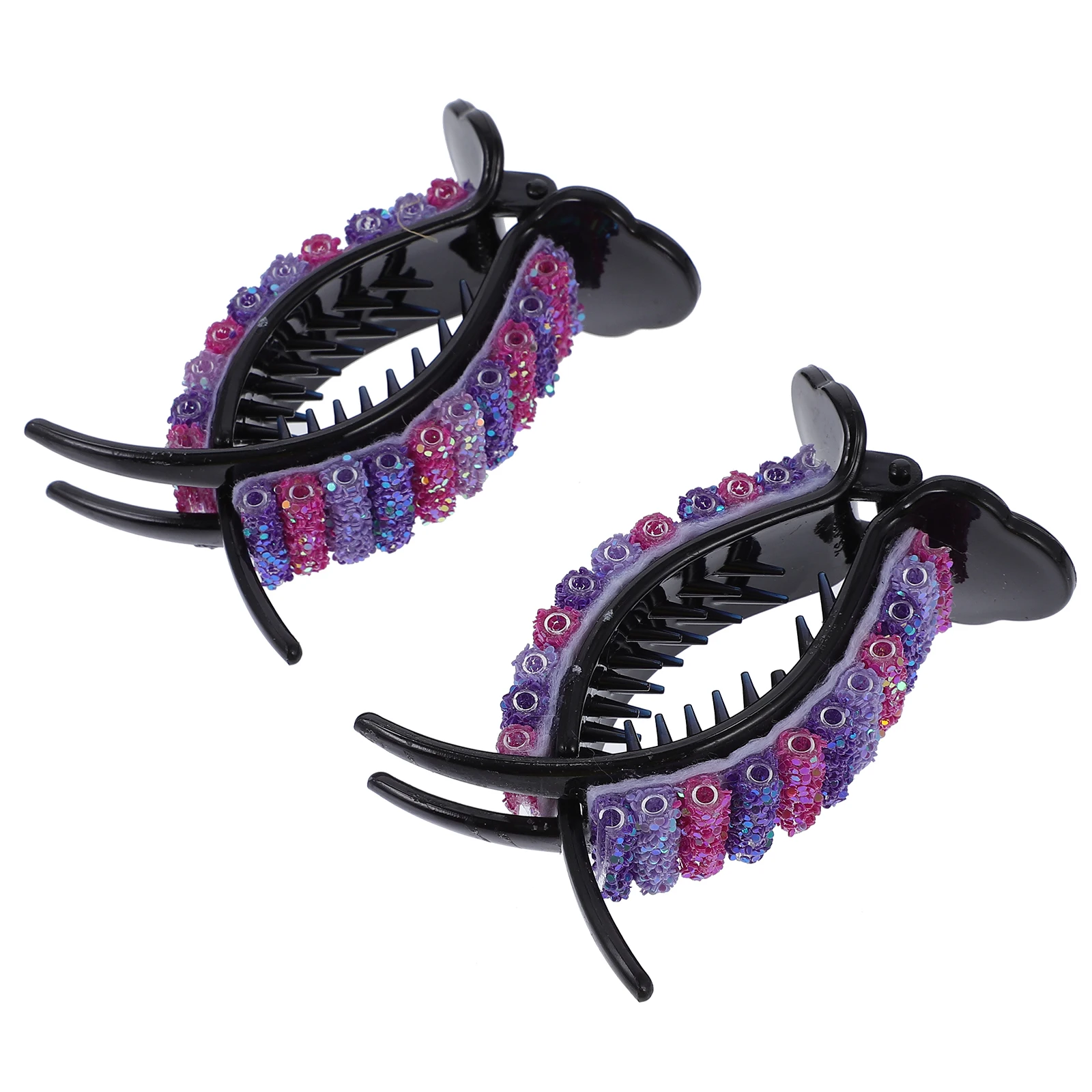 

2pcs Rainbow Barrette Mermaid Rhinestone Colorful Alligator Clips Strong Hair Clamps for Medium Thick Hair Styling Wedding