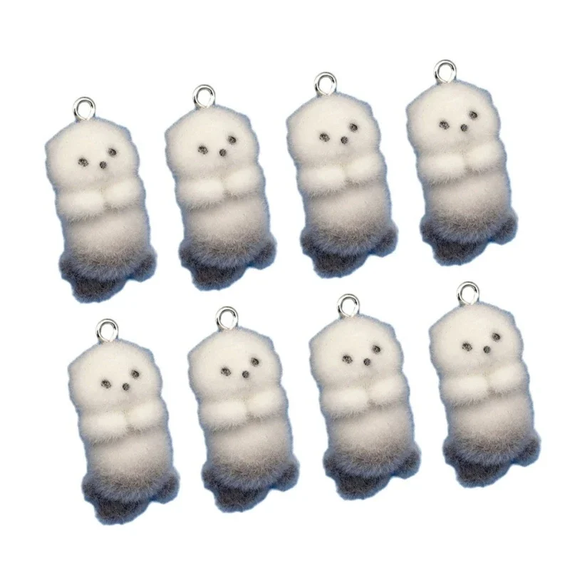 Pack of 4/8 Otters Charm Keychain Accessories Plush Otters Jewelry Charm Suitable for Earring Necklace Jewelry Making