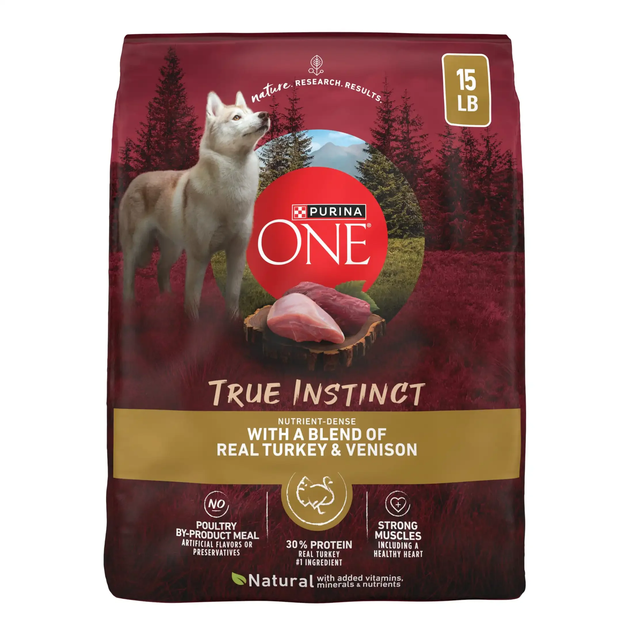 True Instinct Adult Dry Dog Food with High Protein Turkey and Venison Formula 15 lb Bag