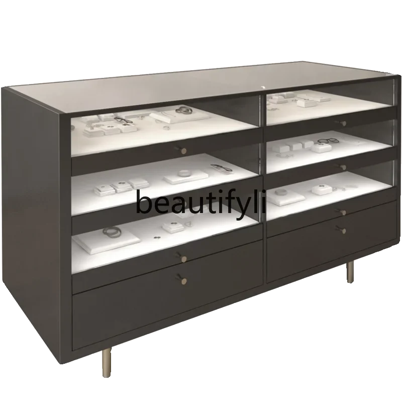 

Glass cabinet three-layer jewelry display drawer storage cabinet watch jewelry display cabinet