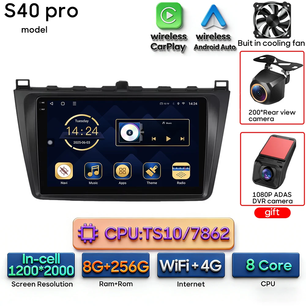 Android 16 voor Mazda 6 Rui GH 2008 - 2015 Auto Multimedia Speler Draadloze Carplay Autoradio Stereo Video Wifi Navigatie GPS BT