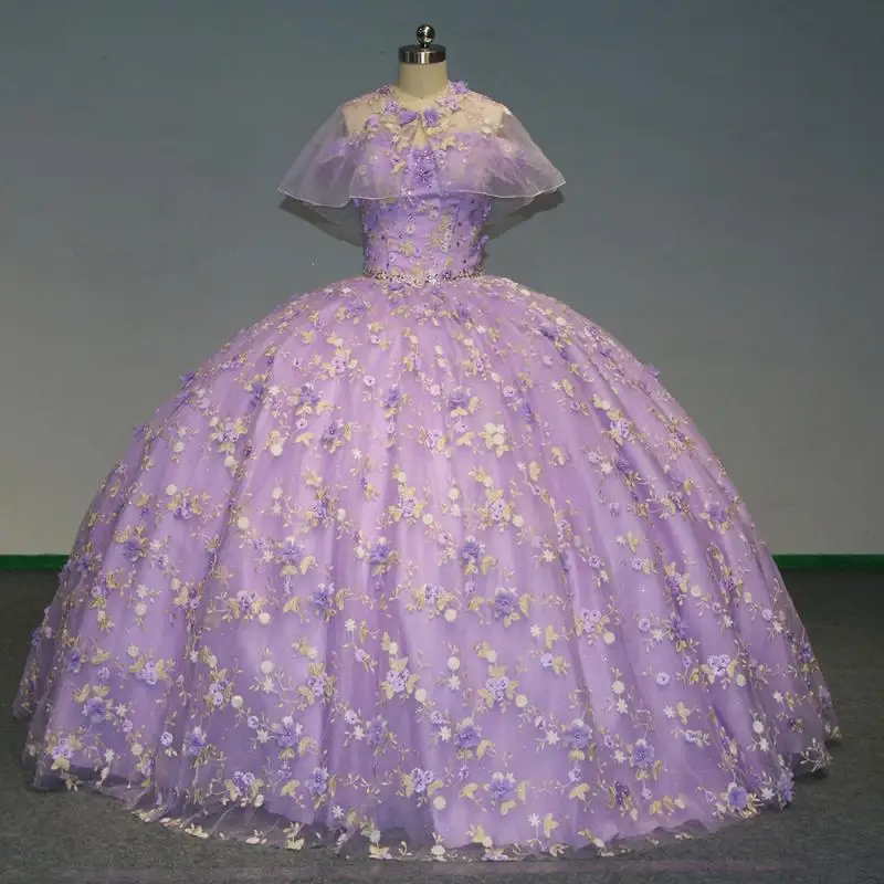 

Роскошное фиолетовое платье Quinceanera с открытыми плечами по индивидуальному заказу, аппликация с блестками, тюлевое платье с 3D цветком, платья de 15, Quinceanera ﻿