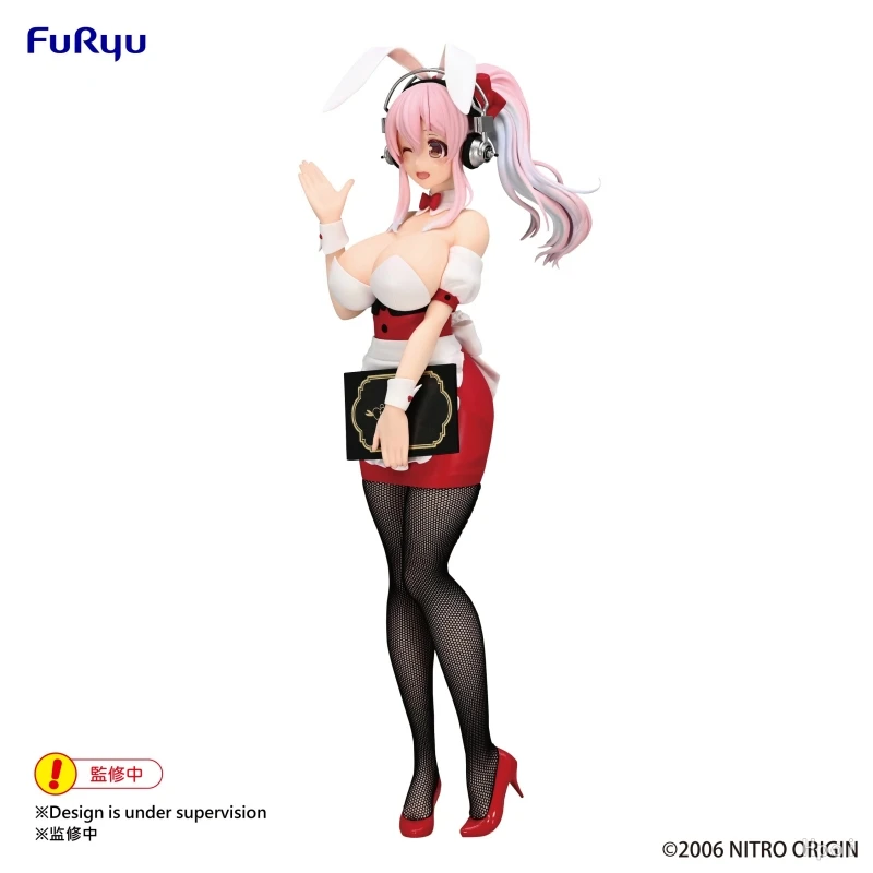 FuRyu Original 28Cm BiCute Bunnies Figureーウェイトレスver.ーSuper Sonico  Action Figure Toys For Kids Gift Collectible Model Ornaments