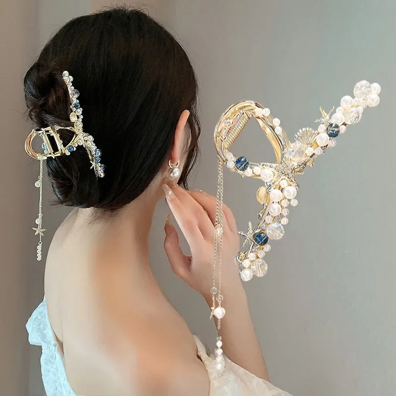 

Chinese Style Hanfu Headdress Gripper Grab Clip Tassel Hairpin Gardenia Ancient Costume Pearl Hairpin Hair Claw Accessories