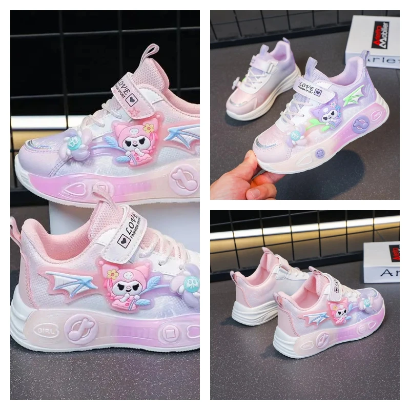 

Hot Sanrio Girl Kuromi Kawaii Fashion Sneakers Student Spring and Autumn Seasons Anime Cartoon Child Running Clunky Sneaker New