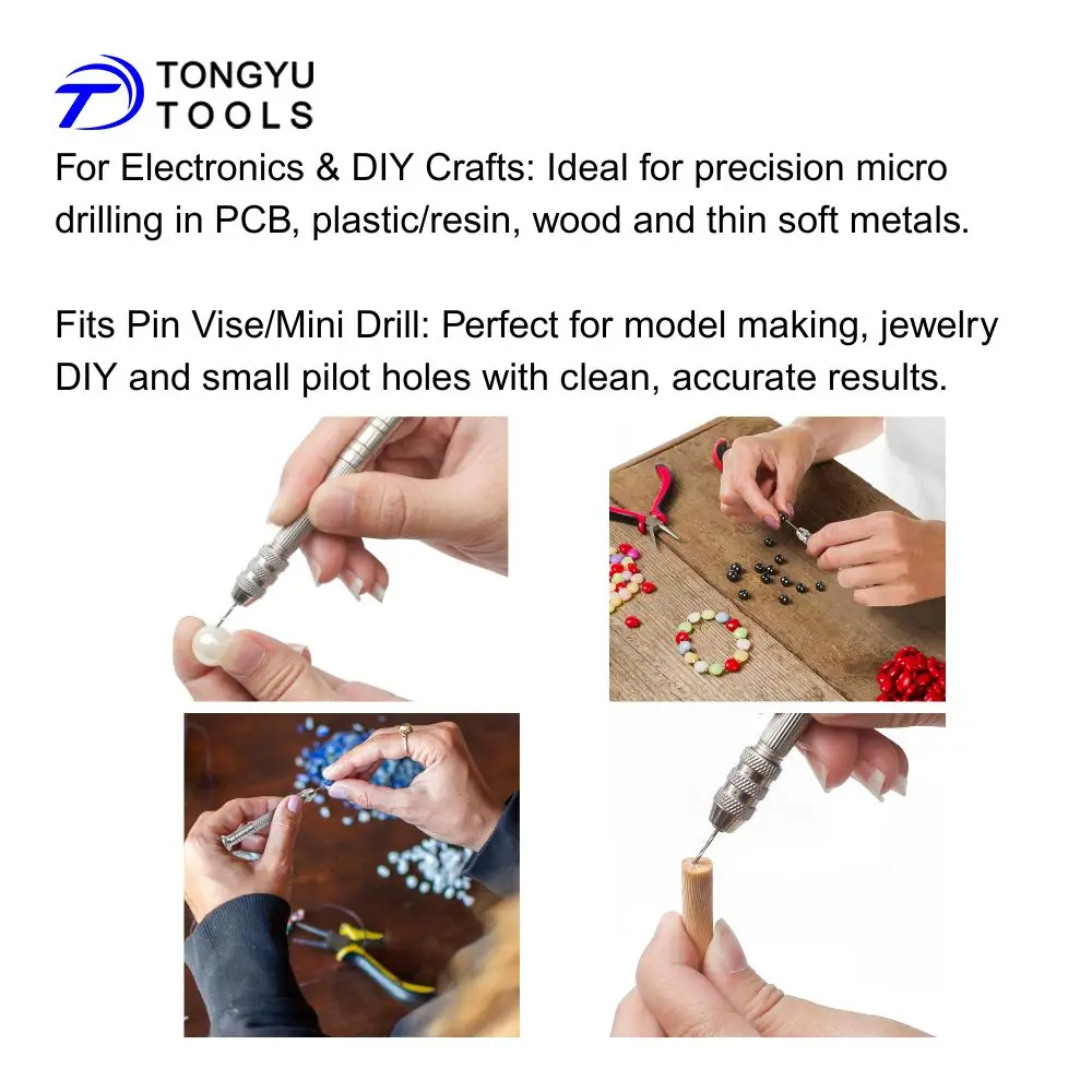 20 Stück Mini-Spiralbohrer, Mikro 0,3-1,6 mm, mit optionalem Handbohrer für DIY-Hobby, PCB, Kunsthandwerk, Harz, Polymer-Ton, Kunststoff – Detail 5