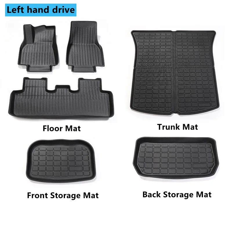 Custom Fit Car Accessories for Tesla Model Y Floor Mat TPE ECO Trunk Mat Fronk Rear Mat Left and Right Hand Drive 5 or 7 Seats