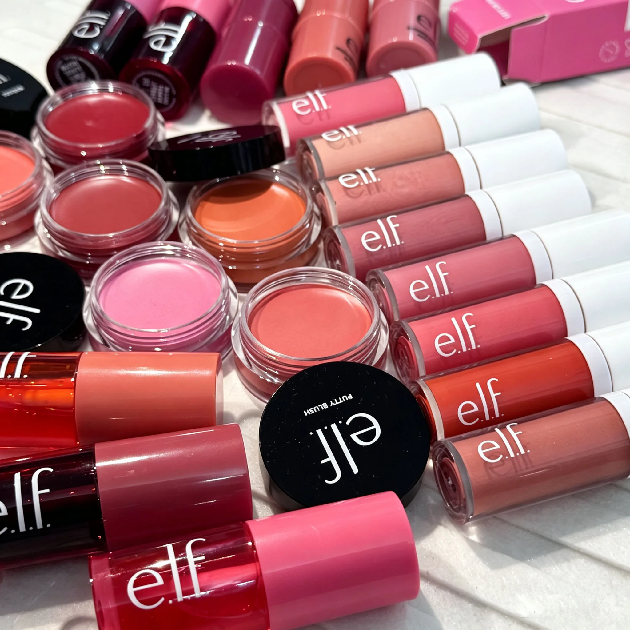 Elf Liquid Powder Blusher for Cheek Lip Makeup Pink Positive Cherry Cola Long Lasting Moisturizing Cosmetics Black Primer 26ML