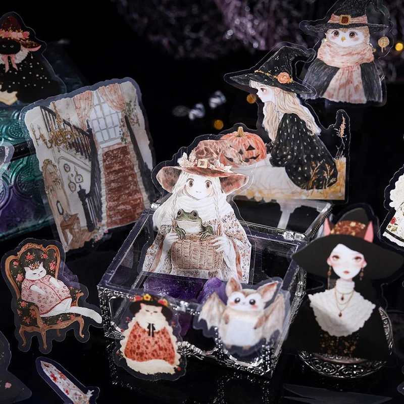 ملصقات 20 ورقة/حقيبة سوداء سحرية ساحرة ذات مناظر طبيعية خلابة كتيب القرطاسية DIY بها بنفسك اليدوية وسجل القصاصات مجلة الديكور #5