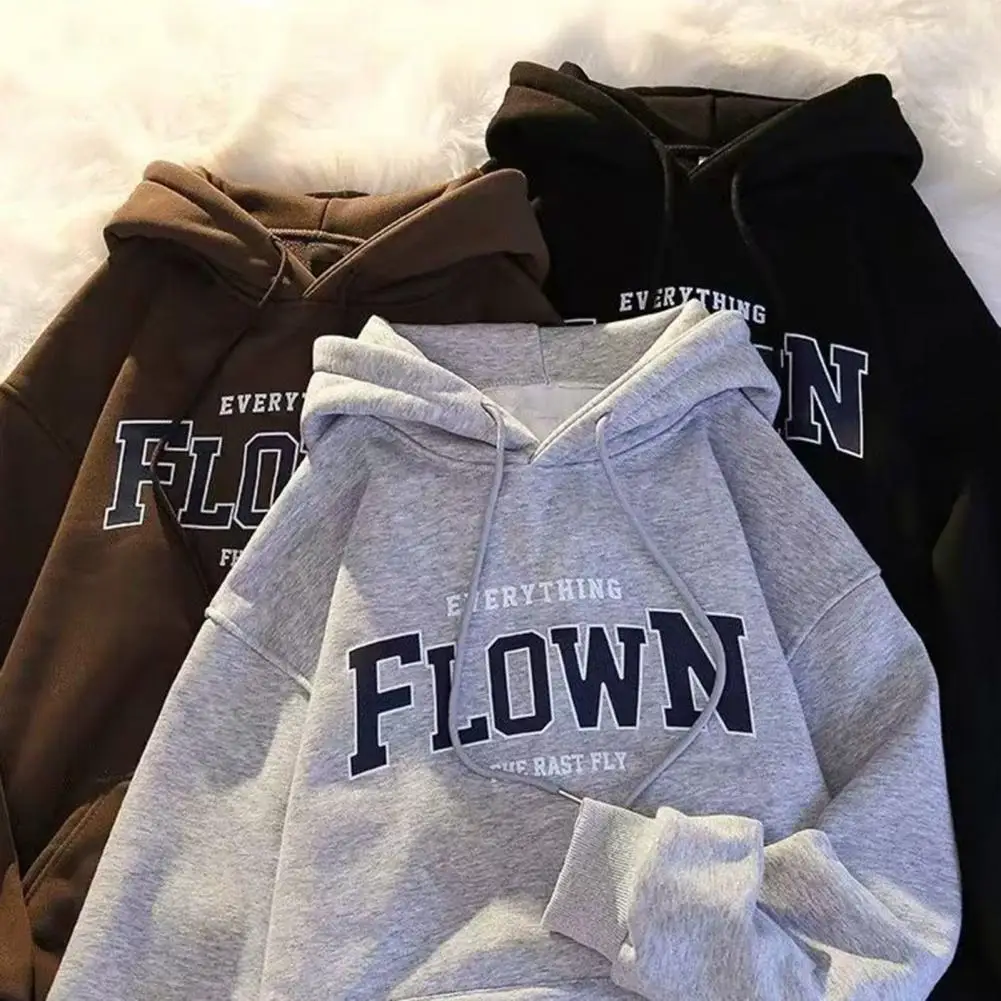 Fall Hoodie Stylish Unisex Hoodie with Letter Print Big Pocket for Daily Wear Fall Spring Couple Top Pullover Hoodie