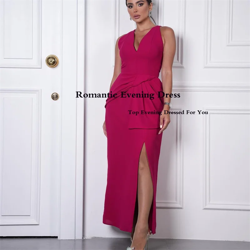 

Romantic A Line Prom Gowns Attachable Sleeves V Neck Ankle Length Long Evening Party Dress Mother Of Bride Dress For Women 2022