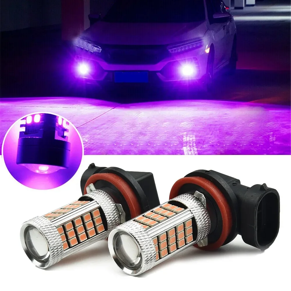 1pair Auto Fog Lamp Pink Purple H11/H8/H9 LED Fog Driving Lights DRL Bulbs 12V LED Bulbs Signal Lamp Automobile Accessories