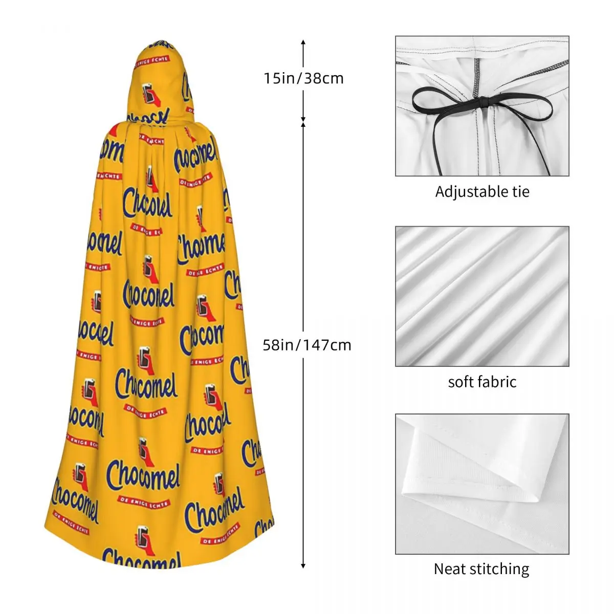 Chocomel Chocolademelk Nederland Long Hooded Cloak Witch Medieval Costume Cosplay Cape HalloweenCoat Adult Unisex - view 5