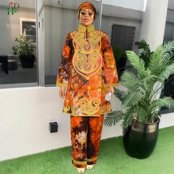 H&D African Top Pant Sets Shirt For Women Embroidery Ankara Church Robe Nigeria Party Traditional Wedding Ramadan Turkey Dresses
