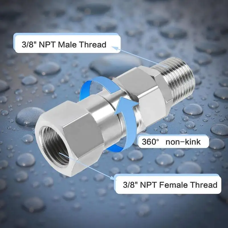 No Leakage Pressure Washer Swivel Fitting Anti-Twist 3/8 Inch Male Connector for Garage Floor Washing Accessory