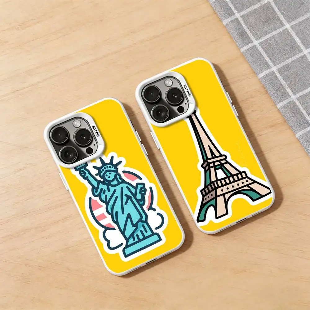 

World Famous Landmark Phone Case for iPhone 17 16 15 14 13 12 11 Pro Plus Max Air Mini X XS Soft Silicone Cover