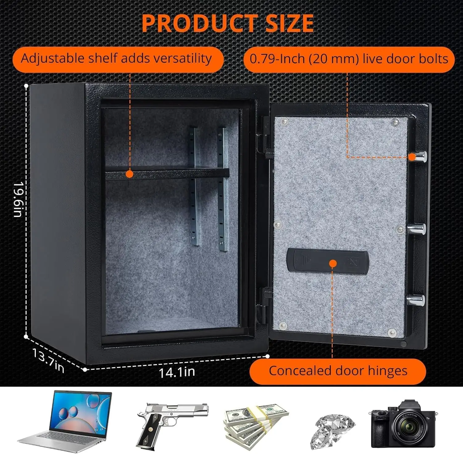 2 Cubic Feet Fireproof and Waterproof Safe Box with keypad Lock, Digital Home Safe for Cash Documents Jewelry Valuables, 13.7"W
