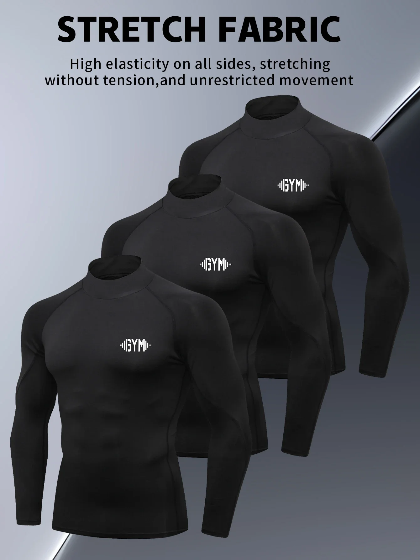 

3pcs，Men's tight-fitting long-sleeved quick-drying clothes outdoor running exercise training