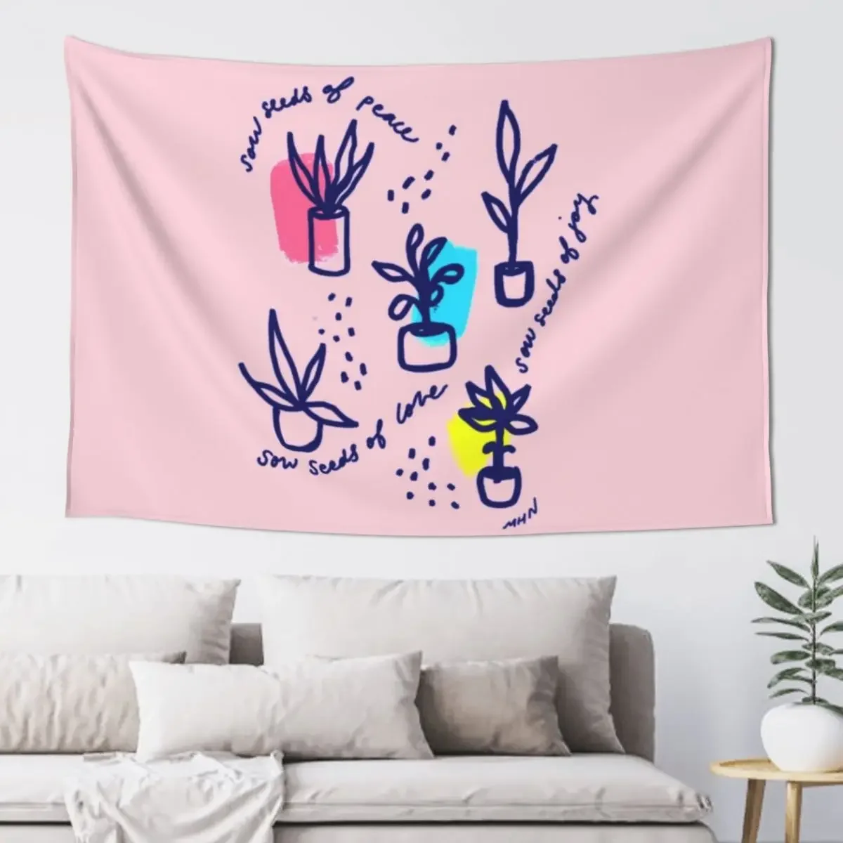 Sow Seeds of Peace, Love, and Joy - Original Artwork by Morgan Harper Nichols Tapestry Bedroom Decorations Tapestry