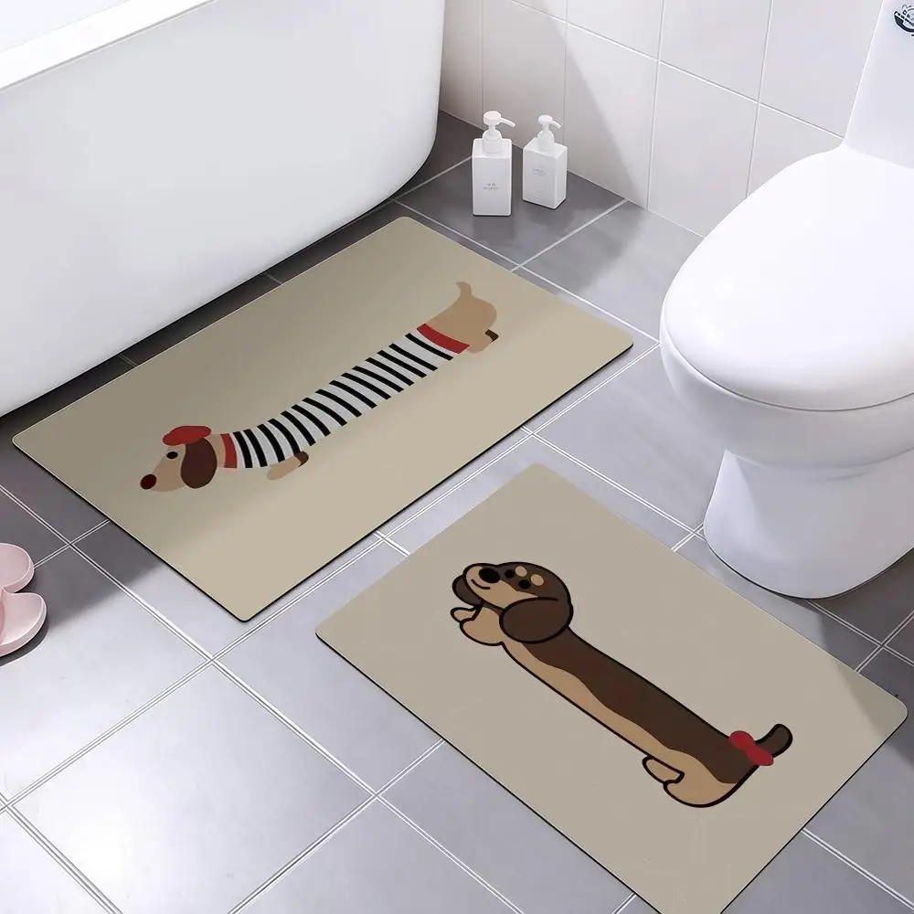 

Floor Mat dachkel puppy Bathroom Soft Diatomaceous Mud FloorMat Bathroom Absorbent Mat,Bedroom Mat