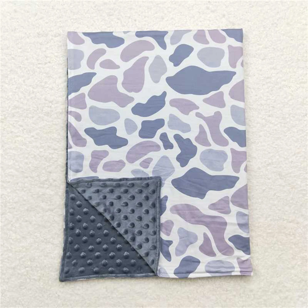 

Baby Grey Camo Minky Blankets for Toddler Children with Grey Polka Dots Kids Soft Blankets29*43 inches