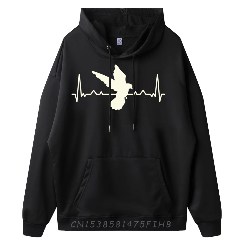 Bird Heartbeat Graphic Sweatshirts Men Polyester Fiber Designer Clothes Men Party