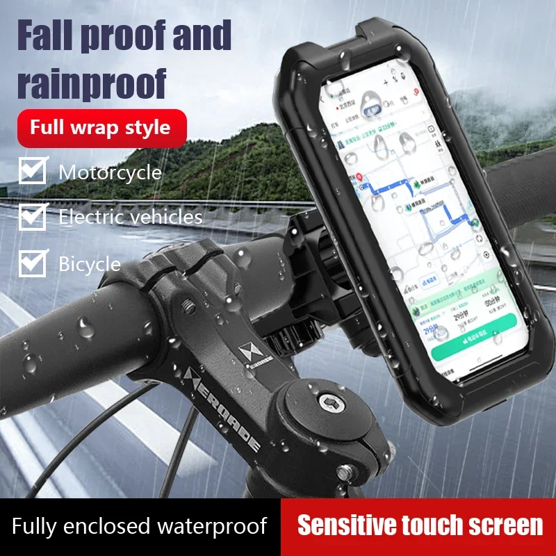 Waterproof Motorcycle Bicycle Phone Holder 360° Rotating Adjustable GPS Stand For iPhone Xiaomi Outdoor Riding Navigation Holder