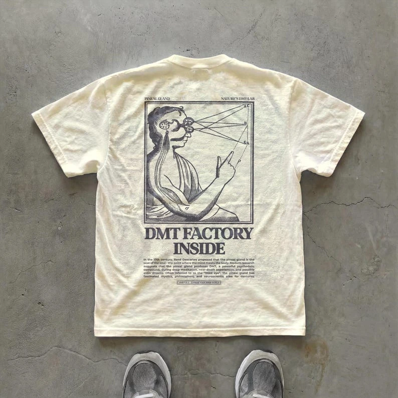 Vintage Engraved Human Figure Graphic T Shirt Retro Scientific Sketch Back Print Washed Casual Loose Cotton Short Sleeve Tops