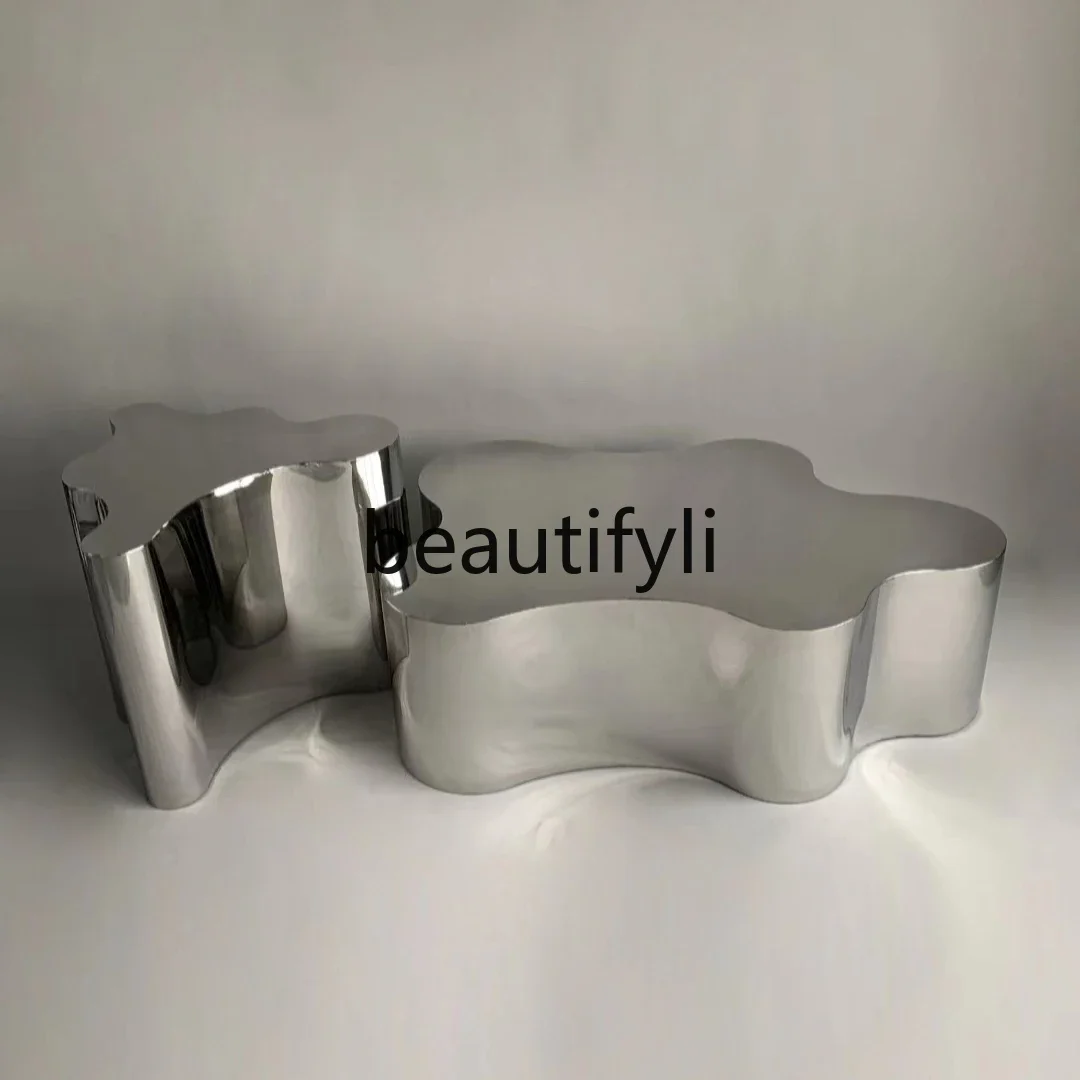 

Nordic light luxury stainless steel simple Nakajima water table creative special-shaped display table