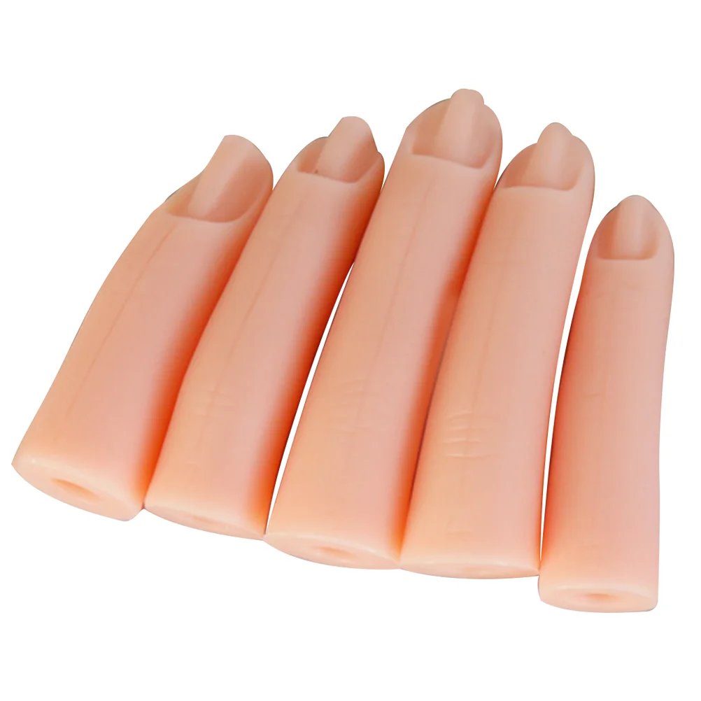 

5 Pcs Manicure Fingers Training Models Nail Artificial Fake Practice Supply Silica Gel