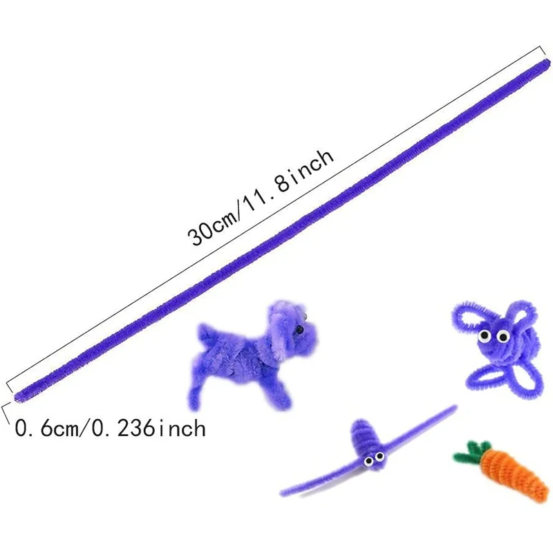 200 шт. Ran Colors Очистители труб Синельный стержень 6 мм x 12 дюймов для украшения поделок своими руками