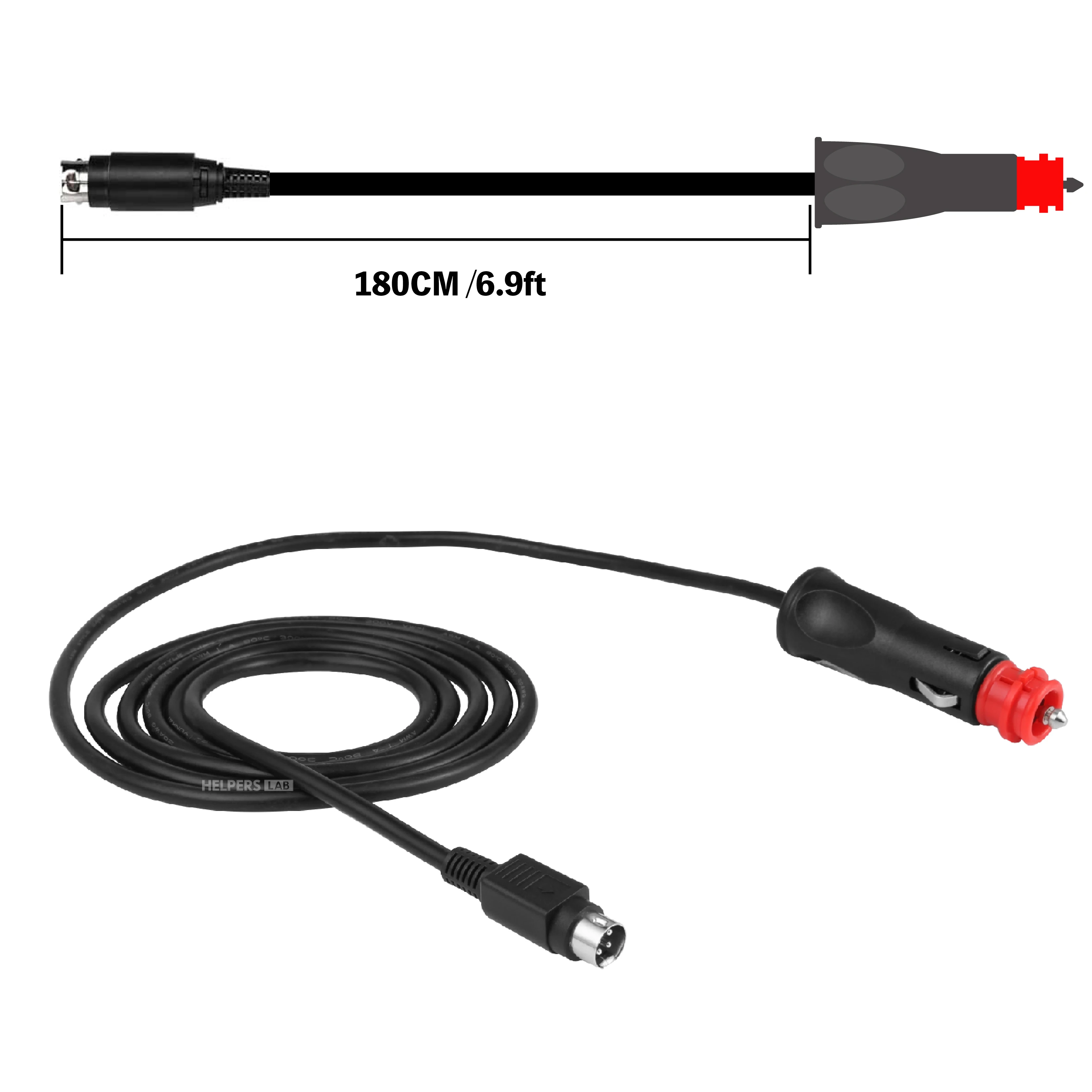 12V Cigarette Lighter 4-Pin Mini Din DC Car Charger Auto Power Supply Cable for DVD LCD TV DVR Camera LED