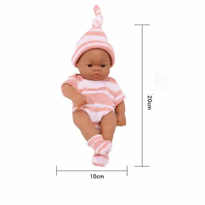 Black Reborn Dolls African Reborn Baby Doll 20cm Dolls Baby Reborn Baby Doll Toys Soft Touch High Quality Doll for Children Toys