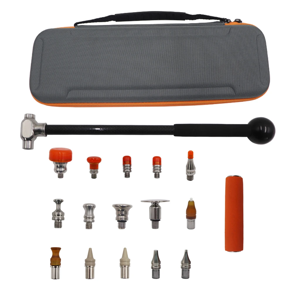 Paintless Dent Repair Carbon Fiber Hammer Tool Kit Knock Hammer Short Tap Pen With Rubber/Steel/PEI/PAI Tap Heads