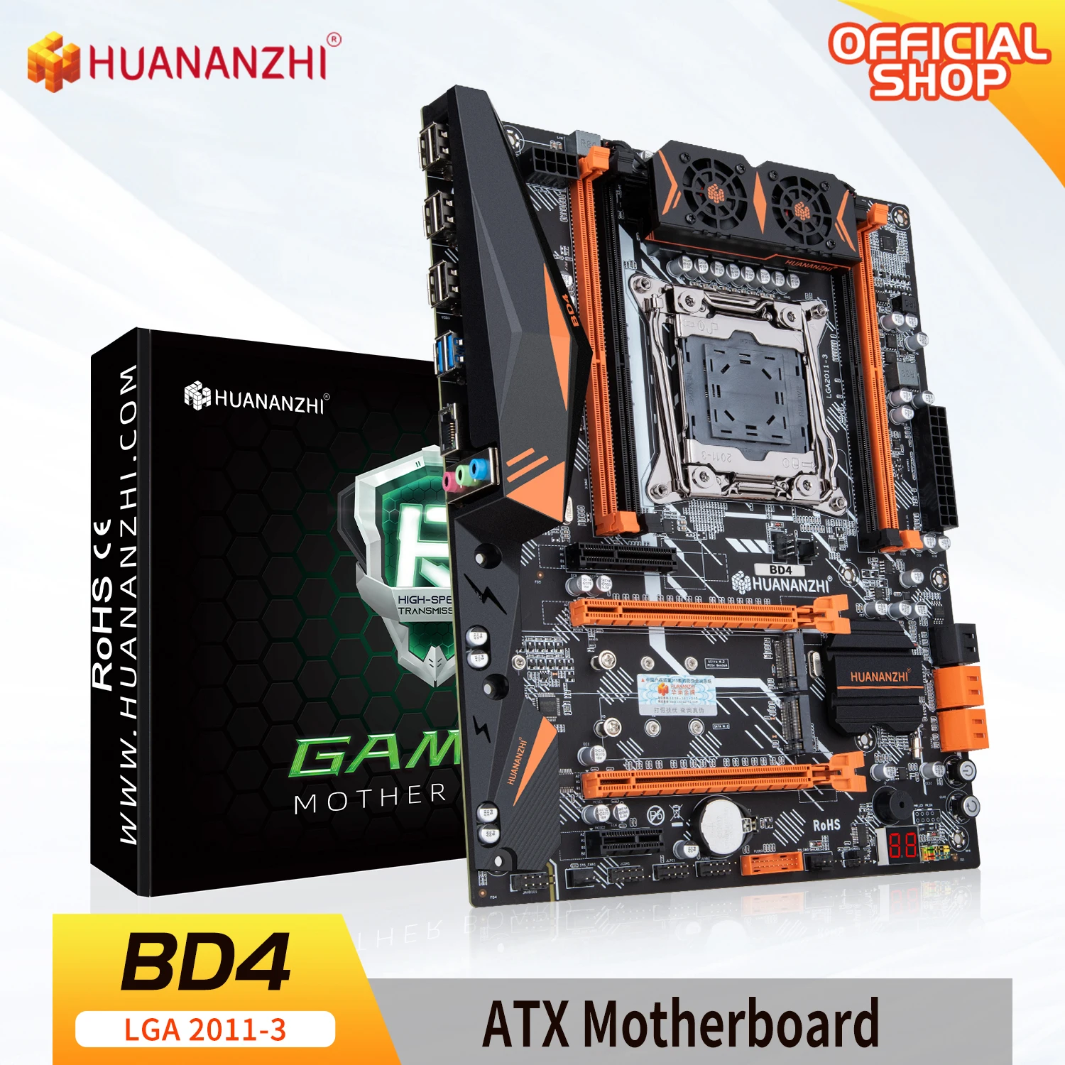 HUANANZHI X99 BD4 LGA 2011-3 XEON X99 마더보드, 모든 시리즈 인텔 E5 V3 V4 DDR4 RECC NON-ECC M.2 NVME NGFF 지원