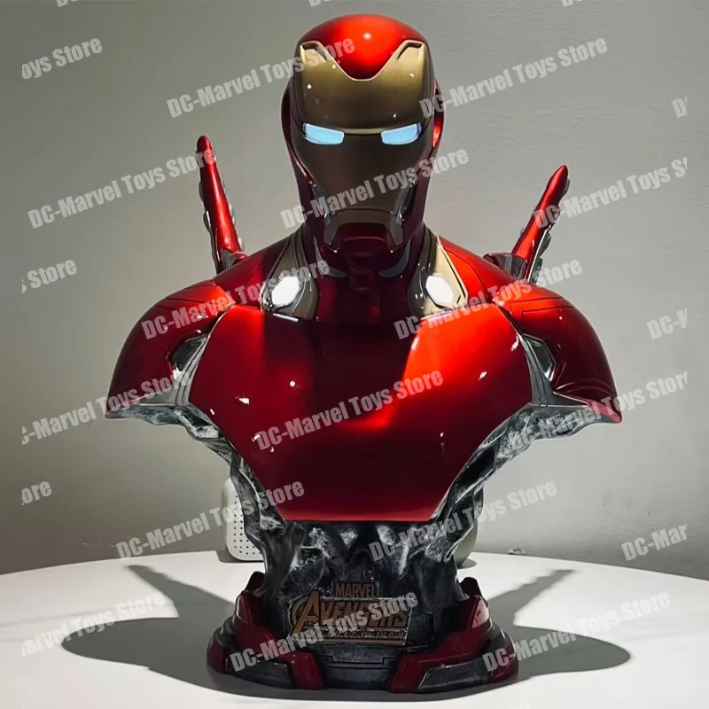 Os vingadores homem de ferro mk50 figura de ação busto brilhante versão luminosa estatueta de resina brinquedos da moda figuras brinquedos personalizados presentes