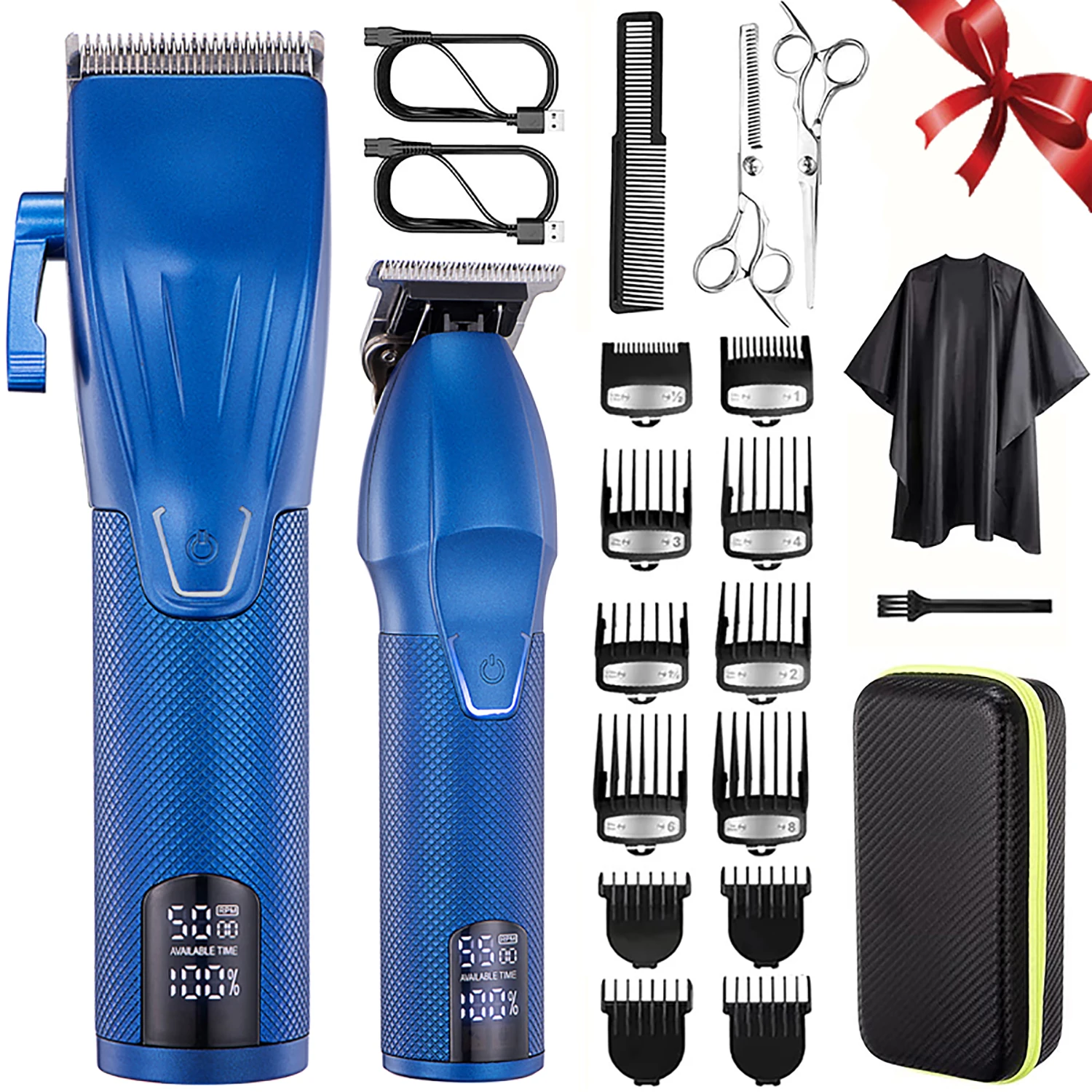 Cordless Hair Clipper And Trimmer Kit For Men - Professional Barber Clipper Machine, Rechargeable Outliner Trimmer