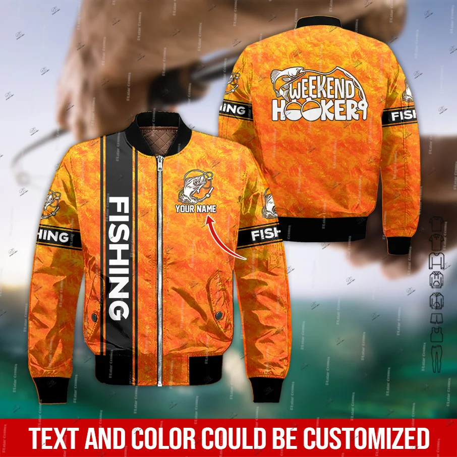 Custom Name Marlin Bass Fishing Reaper Fish Camo Graffiti 3DPrint Winter Harajuku Overcoat Casual Windbreaker Bomber Jacket A0