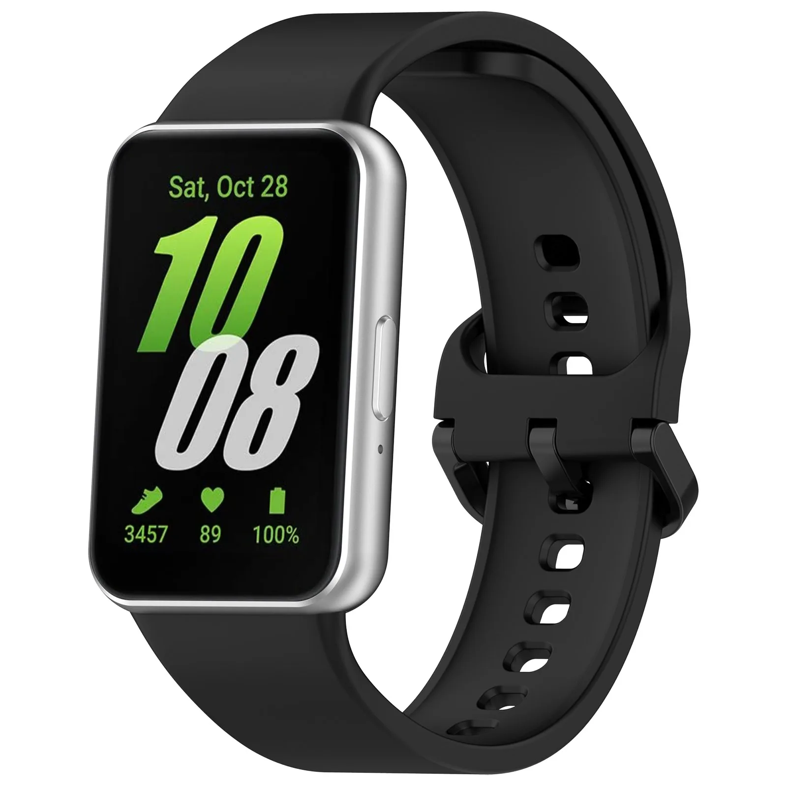 Para Samsung Galaxy Fit3 (SM-R390) Pulsera de reloj Correa de silicona suave con hebilla plana - Negro