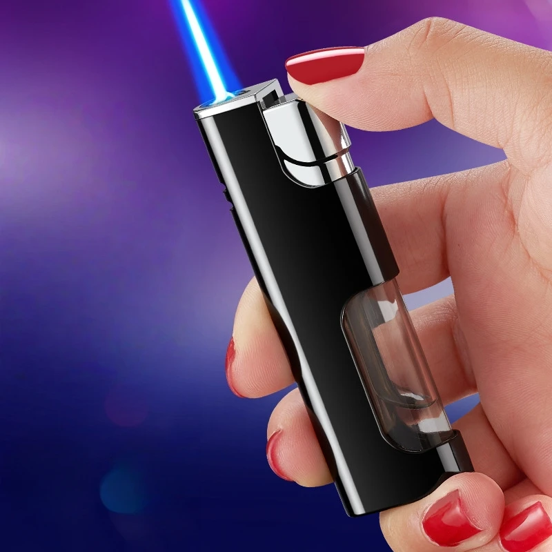 

Windproof Portable Blue Flame Butane Metal Lighter Electronic Torch Rechargeable Lighter Men's High-end Gift Cigarette Supplies