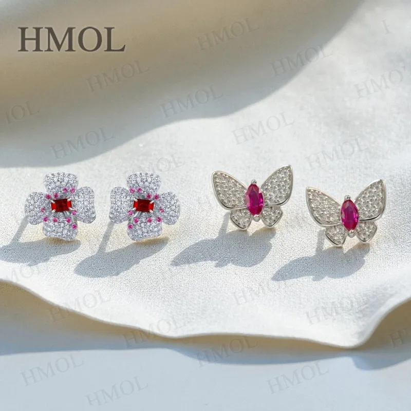 

Customized Flower Butterfly Earring 0.6-1CT with Emerald/Marquise Ruby/Sapphire/Colombia/Padparadscha for Gentle Casual Occasion