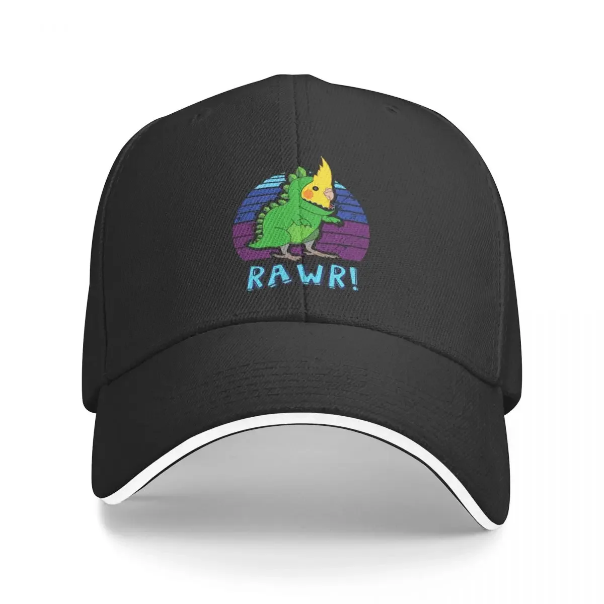 RAWR Aesthetic Vaporwave Dinosaur Animal Parrots Cockatiel Doodle Outdoor Cap Sun Visor Hip Hop Caps Cowboy Hat Peaked Hats