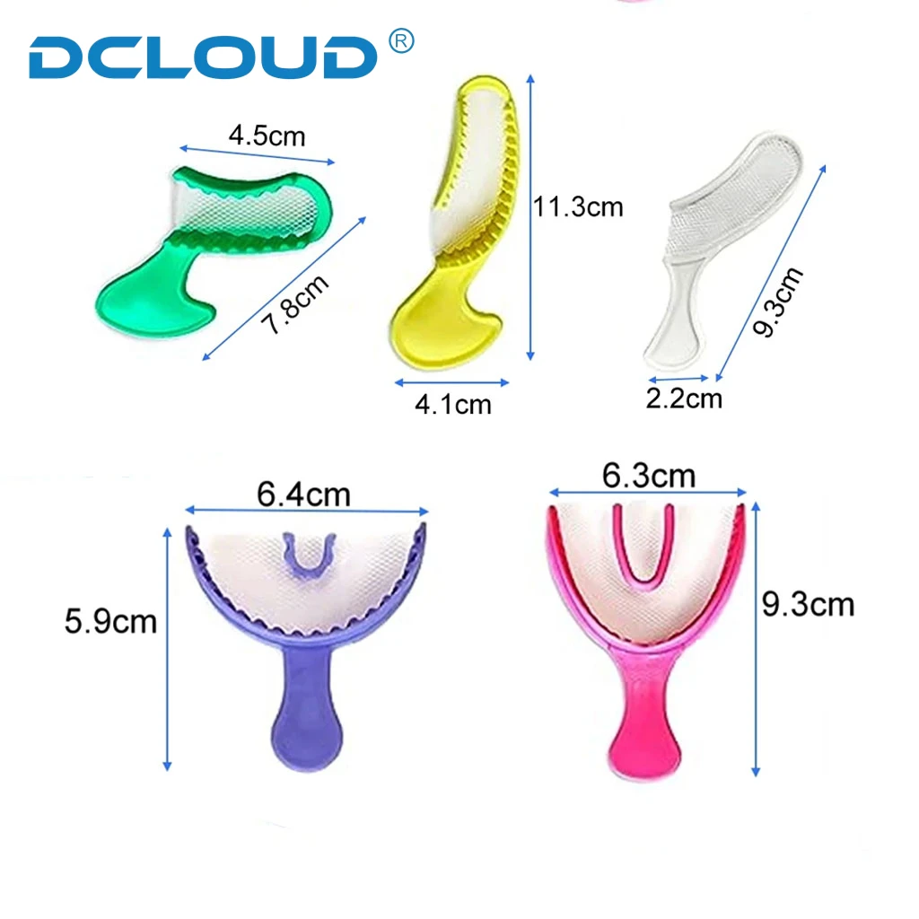 20Pcs/Pack Dental Bite Registration Trays Impression Tray Mold with Net Disposable Plastic Teeth Holder Dentist Oral Care Tools