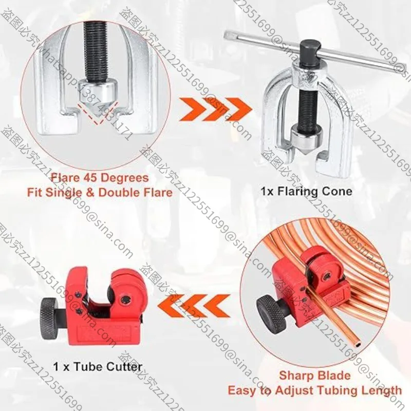 Suitable for 5-hole Flanging Reamer Tool Box, Copper Pipe Reamer Flanging Reamer Brake Line Maintenance Set