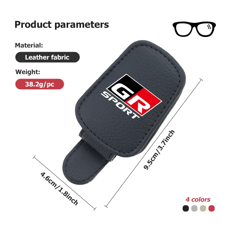 For Toyota Car Mounted Sun Visor Glasses Clip Leather Eyeglasses Storage GR Sport Gazoo Racing Yaris 86 Corolla Hilux Supra view 6