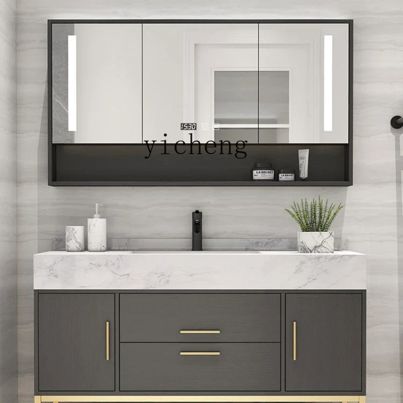 

ZC marble bathroom cabinet combination floor-to-ceiling smart bathroom hand and face washing table basin