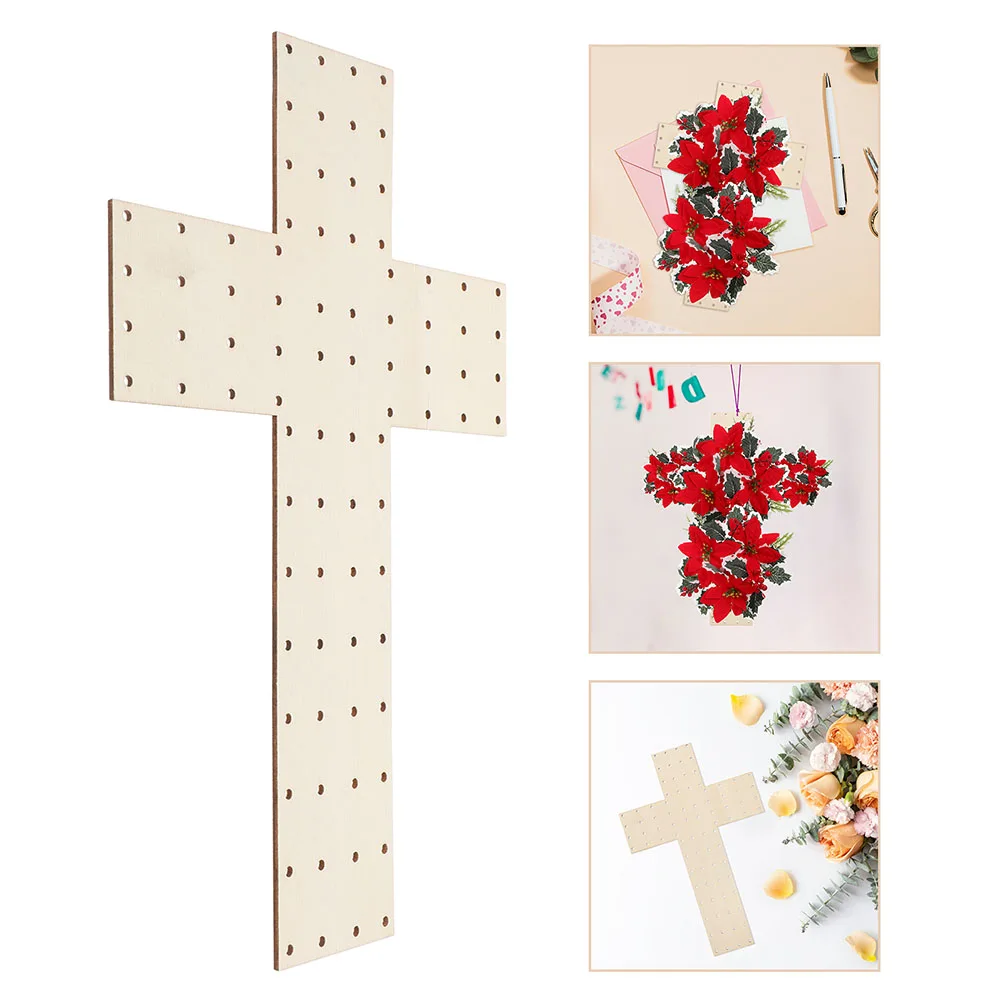 

2 pcs Crucifix Wreath Frame Wooden Cross Garland Base Door Hanger Form for Easter Holiday Wedding Party DIY Decoration Crafts